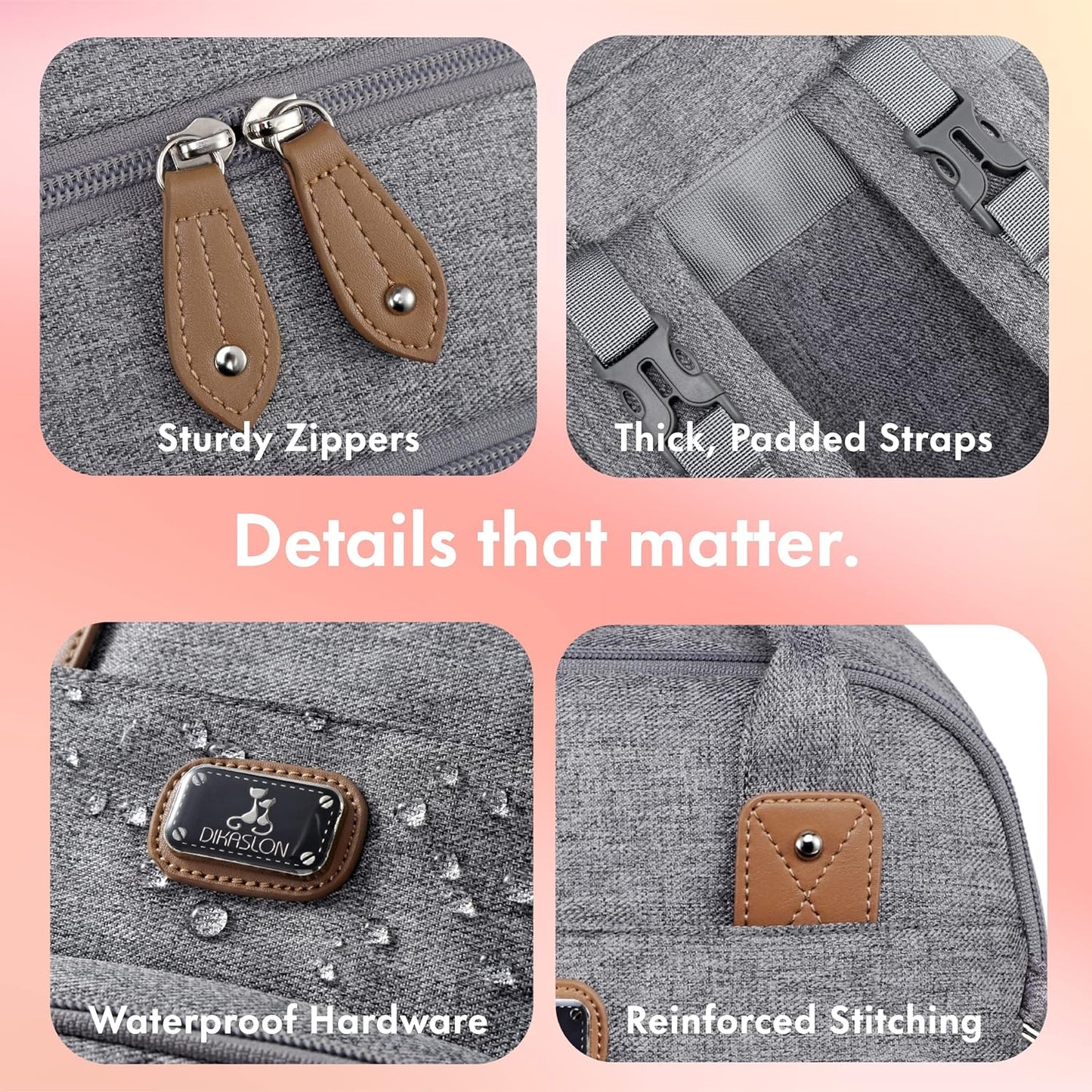Diaper Bag Backpack with Portable Changing Pad, Pacifier Case and Stroller Straps, Large Unisex Baby Bags for Boys Girls, Multipurpose Travel Back Pack for Moms Dads, Gray