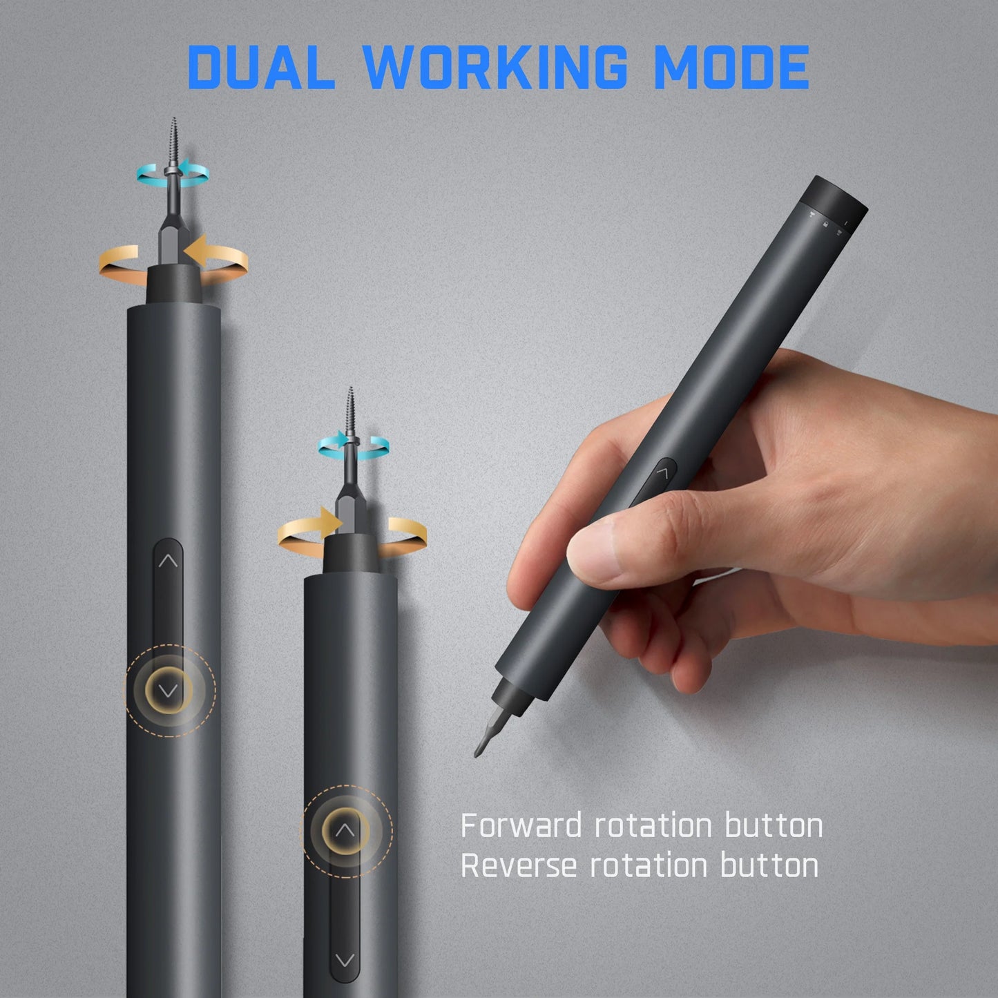 E1 Pro 3.7V Mini Electric Screwdriver Set with 24 Magnetic Bits, 3 N.M Torque, Magnetic Storage, 5/32'' Hex - Repair Tool for Phone, Camera, Laptop, Watch