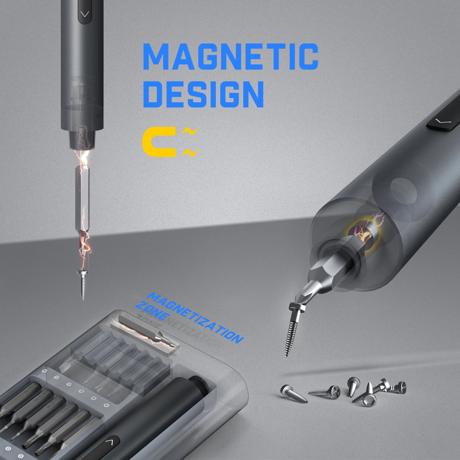 E1 Pro 3.7V Mini Electric Screwdriver Set with 24 Magnetic Bits, 3 N.M Torque, Magnetic Storage, 5/32'' Hex - Repair Tool for Phone, Camera, Laptop, Watch