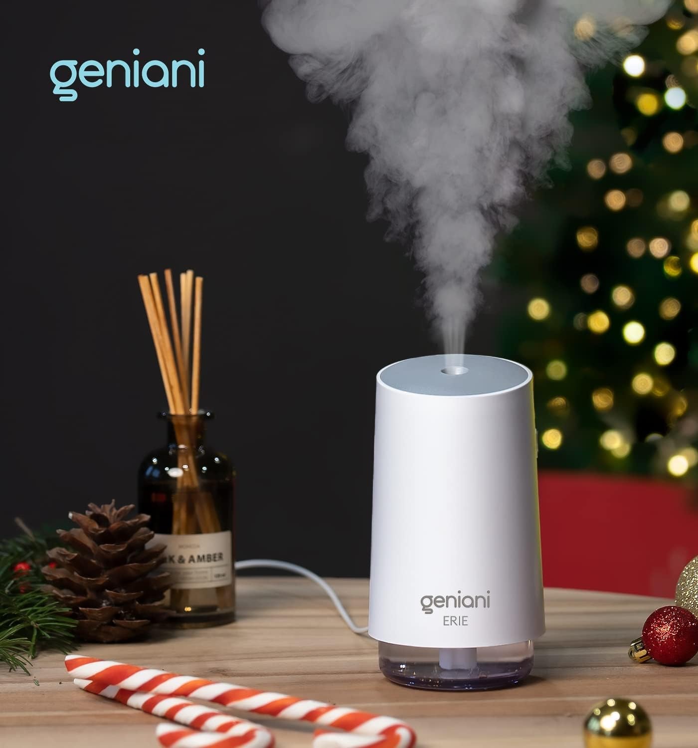 Portable Small Cool Mist Humidifiers - USB Desktop Humidifier for Plants, Office, Car, Baby Room with Auto Shut off & Night Light - Quiet Mini Humidifier (White, 250ML)