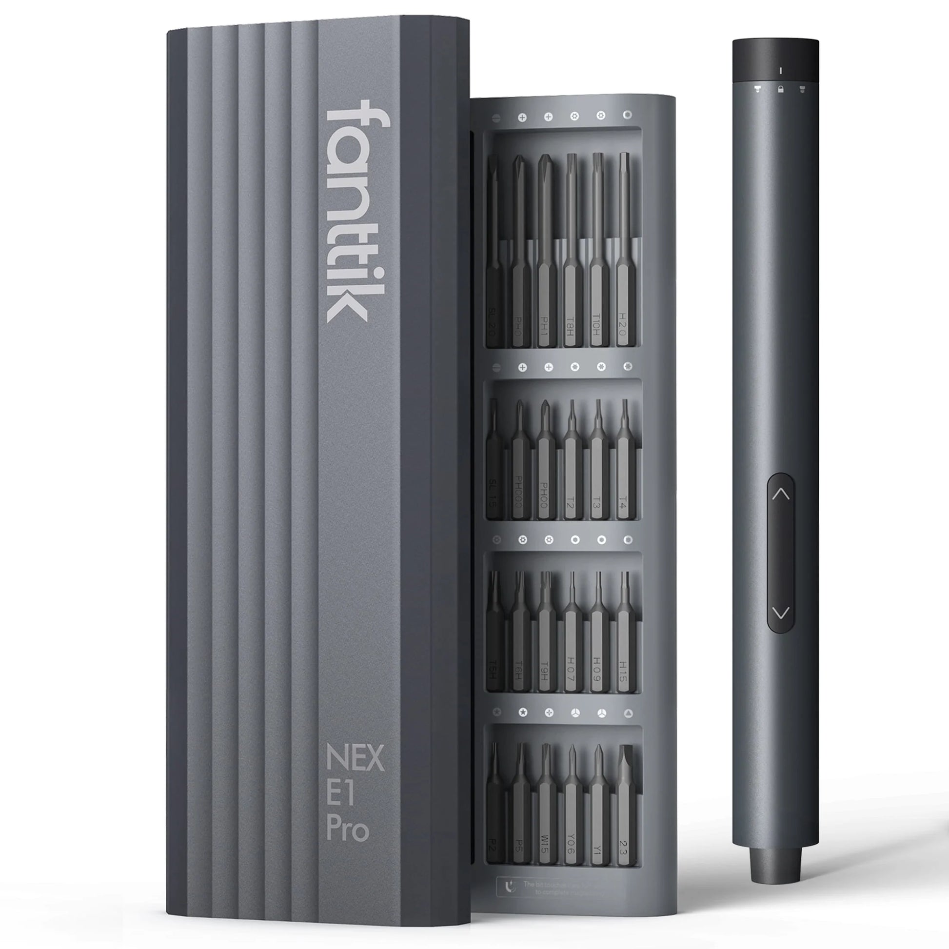 E1 Pro 3.7V Mini Electric Screwdriver Set with 24 Magnetic Bits, 3 N.M Torque, Magnetic Storage, 5/32'' Hex - Repair Tool for Phone, Camera, Laptop, Watch