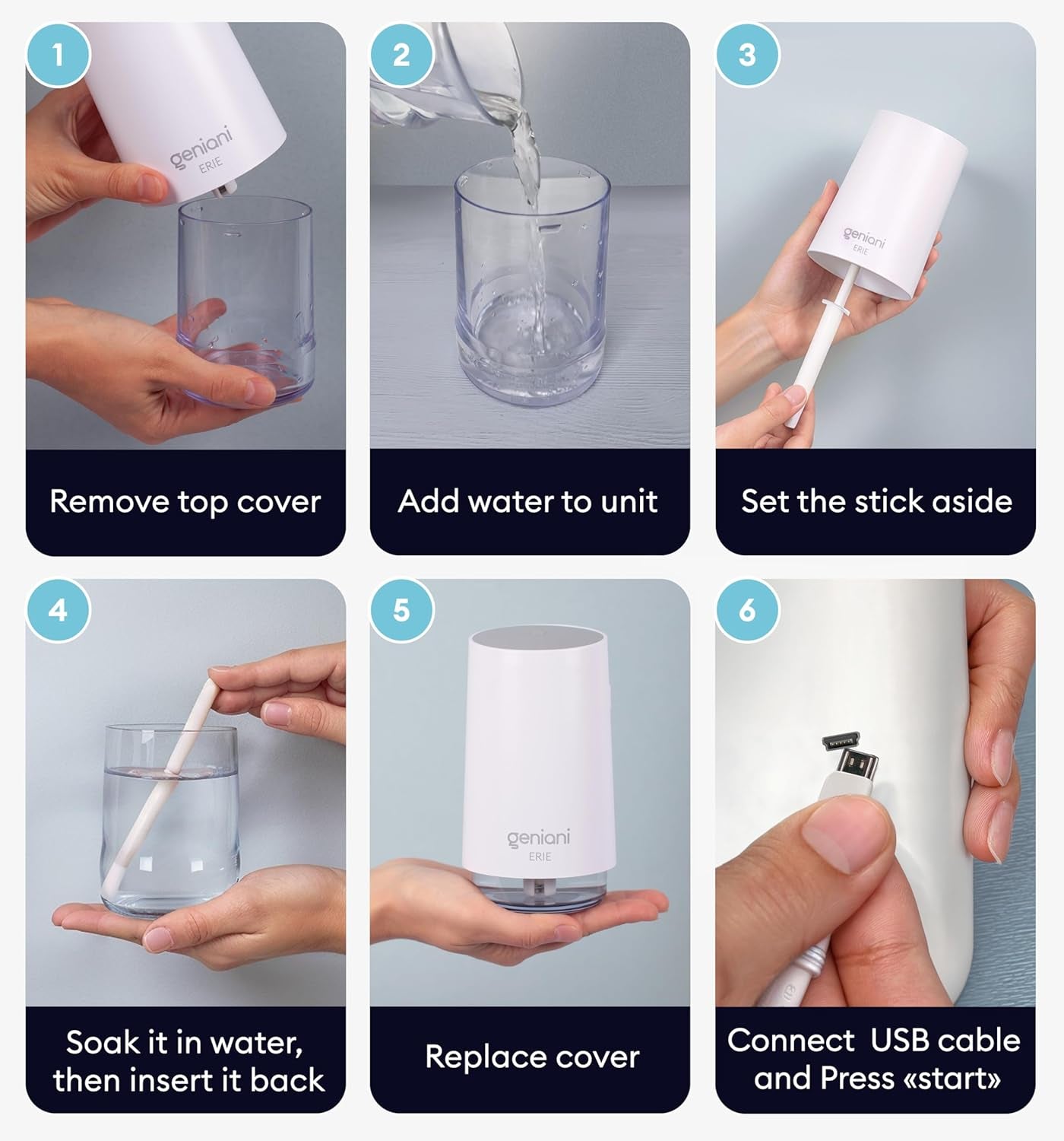 Portable Small Cool Mist Humidifiers - USB Desktop Humidifier for Plants, Office, Car, Baby Room with Auto Shut off & Night Light - Quiet Mini Humidifier (White, 250ML)