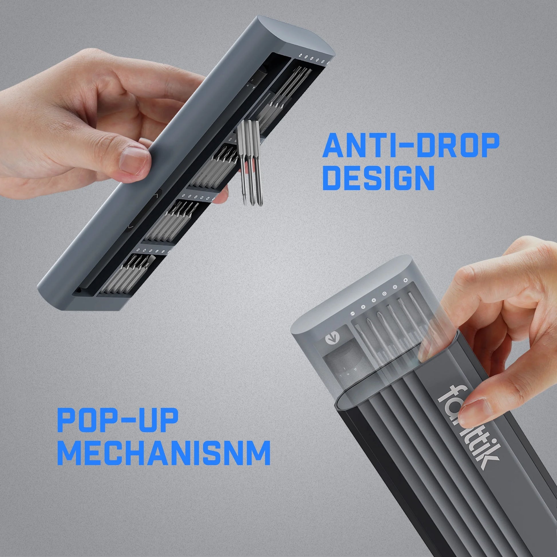 E1 Pro 3.7V Mini Electric Screwdriver Set with 24 Magnetic Bits, 3 N.M Torque, Magnetic Storage, 5/32'' Hex - Repair Tool for Phone, Camera, Laptop, Watch